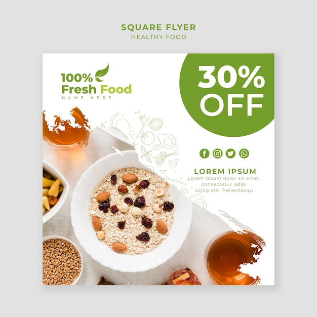 Free PSD restaurant square flyer template