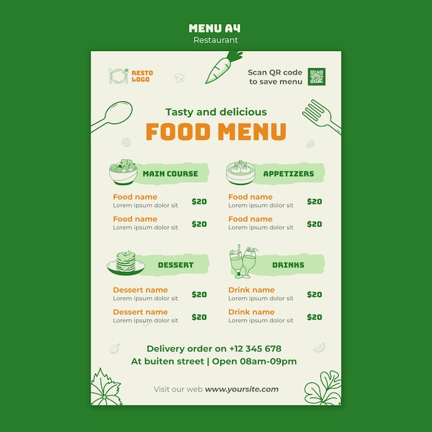 Free PSD restaurant template design