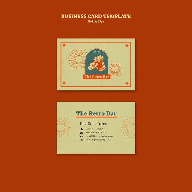 Retro bar business card design template