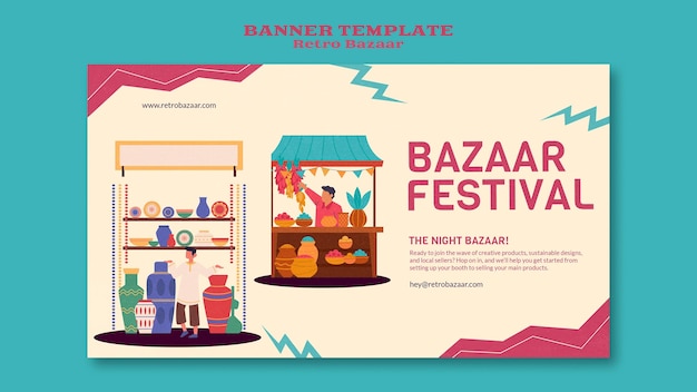 Retro bazaar banner template