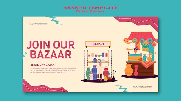 Free PSD retro bazaar banner template