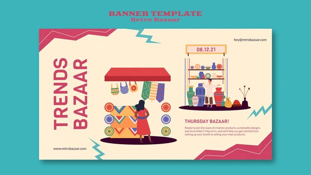 Retro bazaar banner template