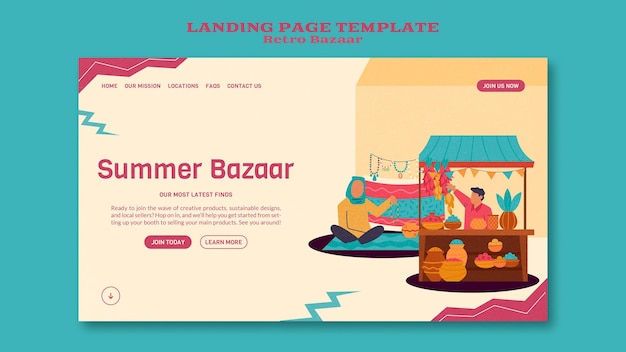 Free PSD retro bazaar web template