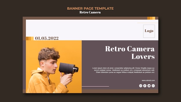 Retro camera concept banner design