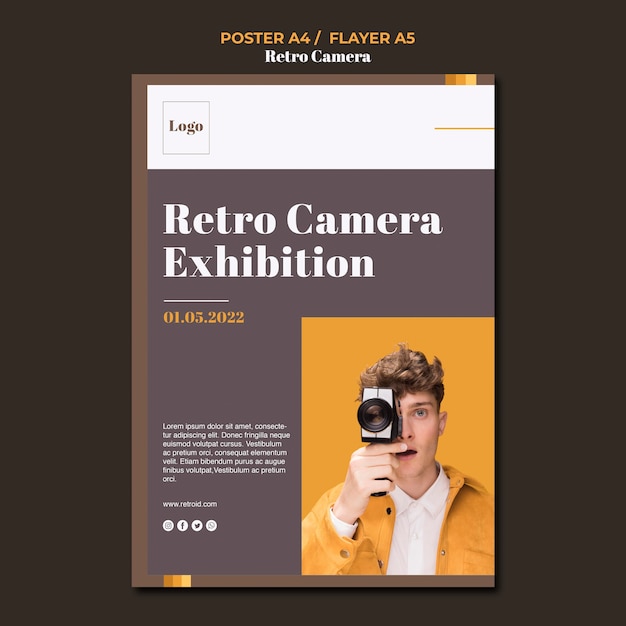 Free PSD retro camera concept poster design