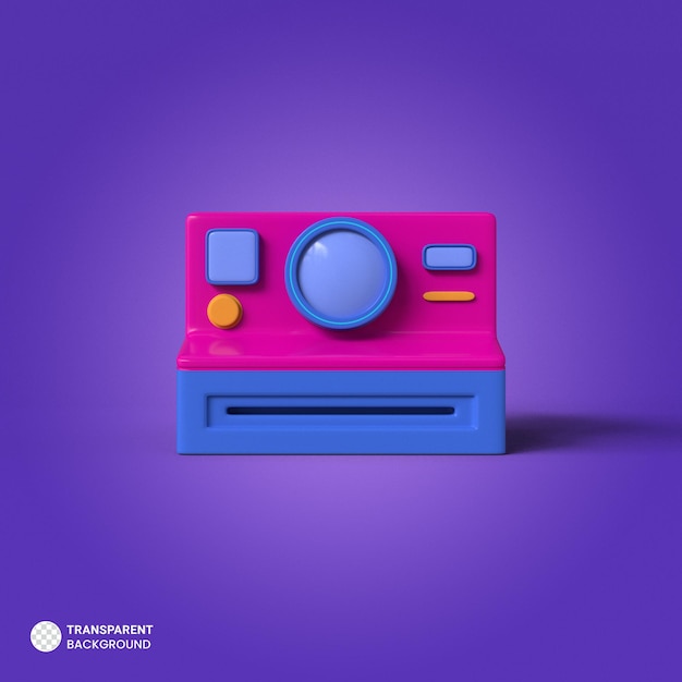 Free PSD retro camera icon isolated 3d render illustration