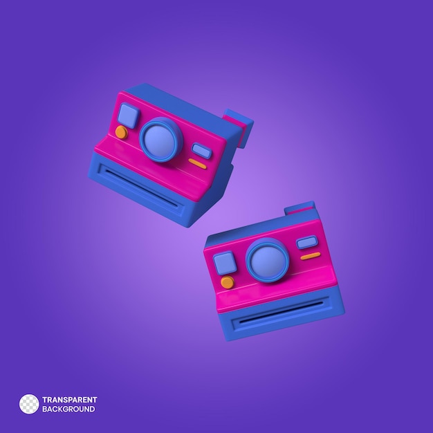 Free PSD retro camera icon isolated 3d render illustration