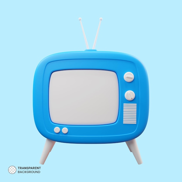 Retro CRT Television icon Isolated 3d render Illustration