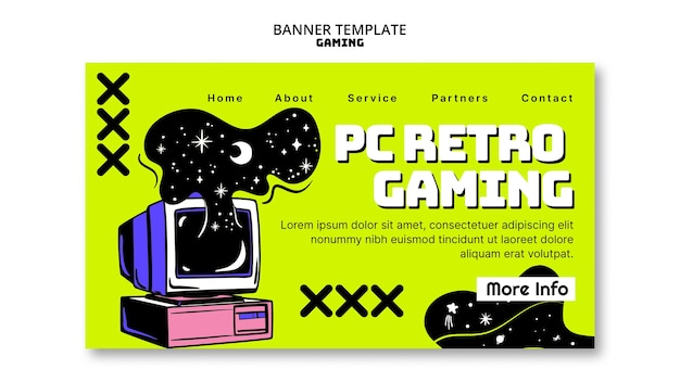 Free PSD retro gaming  landing page template