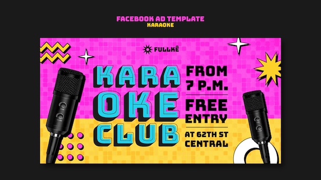 Free PSD retro karaoke party facebook template