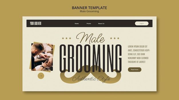 Free PSD retro male gooming landing page template