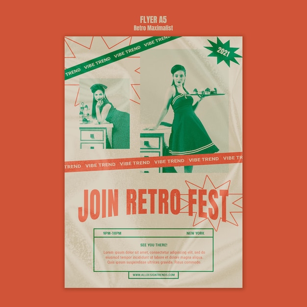 Free PSD retro maximalist flyer template