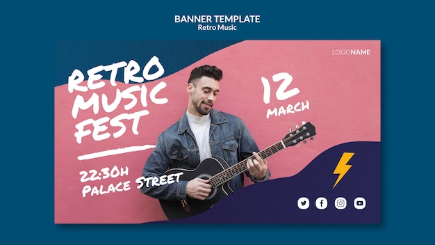 Free PSD retro music banner template design