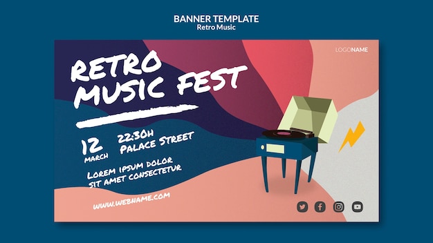 Retro music banner template style