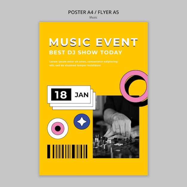 Free PSD retro music event poster template