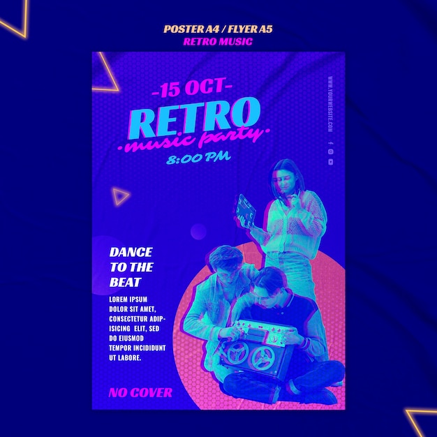 Retro music party flyer template