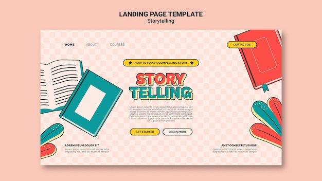 Free PSD retro storytelling landing page