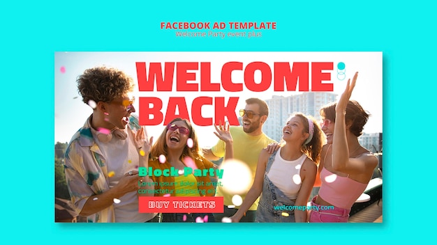 Free PSD retro welcome party facebook template