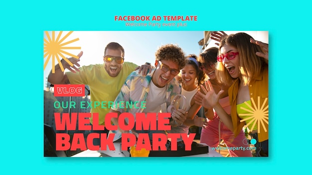 Free PSD retro welcome party facebook template