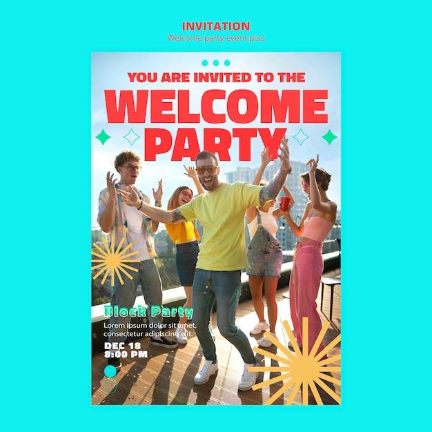 Retro welcome party invitation template