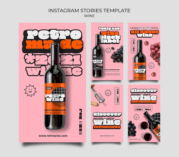 Free PSD retro wine instagram stories template