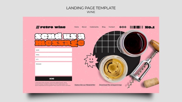 Retro wine landing page template