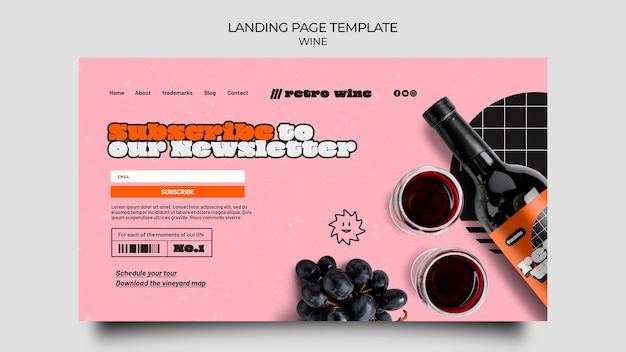 Free PSD retro wine landing page