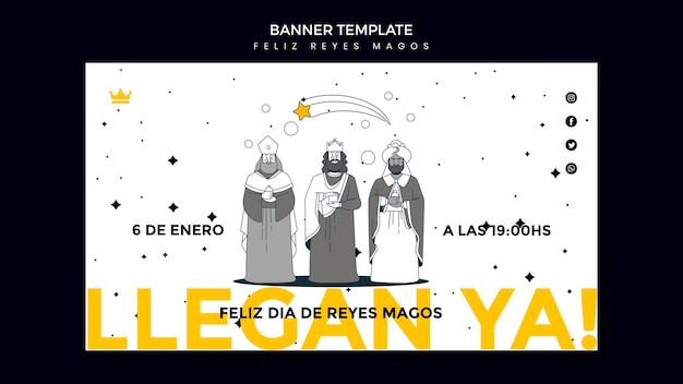 Free PSD reyes magos banner template