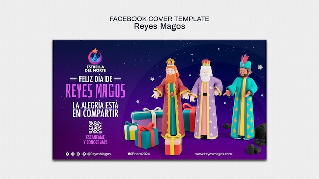 Free PSD reyes magos celebration  facebook cover template