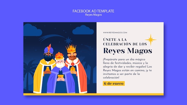 Free PSD reyes magos celebration facebook template