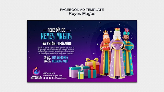 Free PSD reyes magos celebration  facebook template