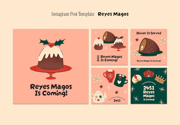 Free PSD reyes magos celebration  instagram posts