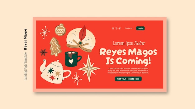 Reyes magos celebration landing page template