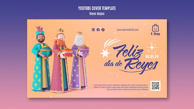 Free PSD reyes magos celebration youtube cover template