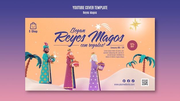 Free PSD reyes magos celebration youtube cover template