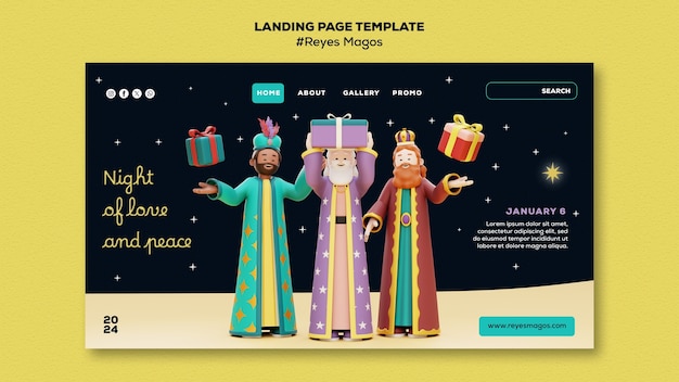 Free PSD reyes magos template design