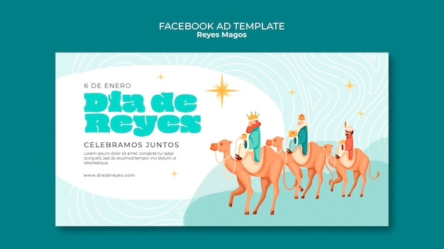 Free PSD reyes magos tradition facebook template