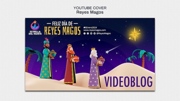 Free PSD reyes magos youtube cover template