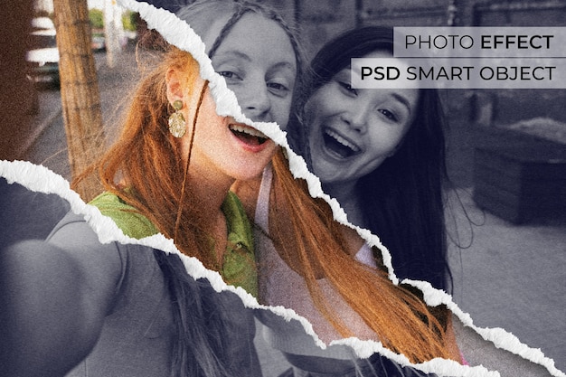 Free PSD ripped paper photo effect