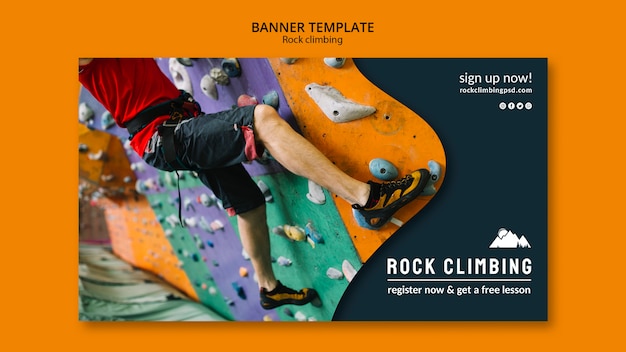 Free PSD rock climbing banner template