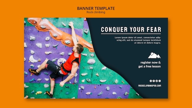 Free PSD rock climbing banner template