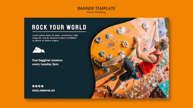 Free PSD rock climbing banner template