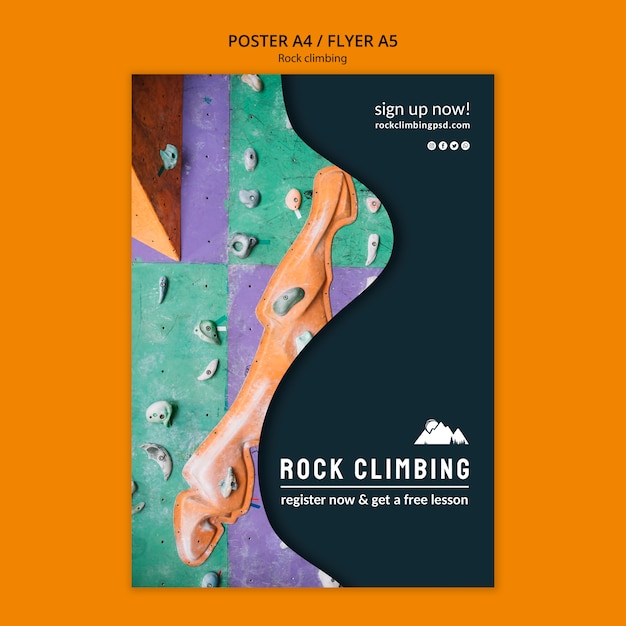 Free PSD rock climbing poster template