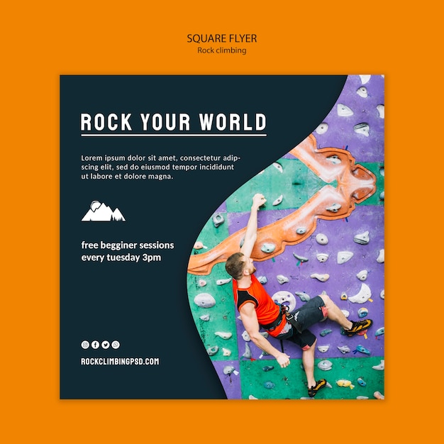 Free PSD rock climbing square flyer template