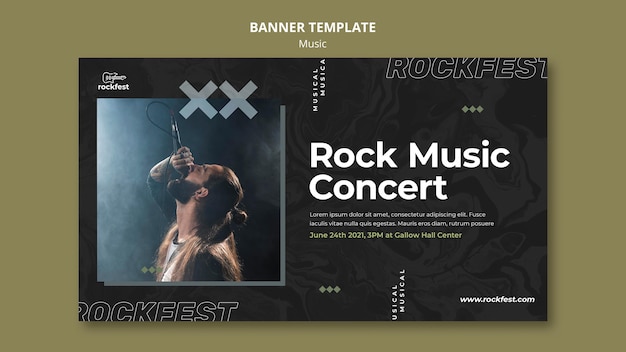 Rock music concert banner template