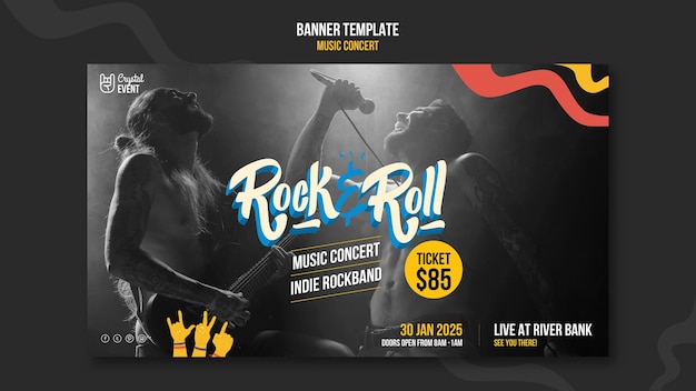 Free PSD rock music concert banner template