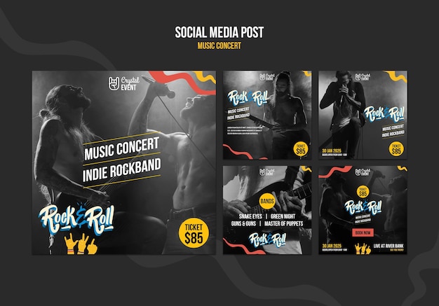 Rock music concert social media post