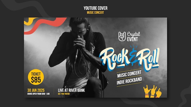 Rock music concert youtube cover template