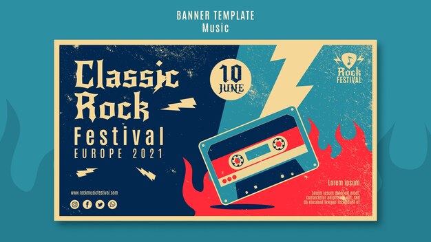 Rock music festival banner template