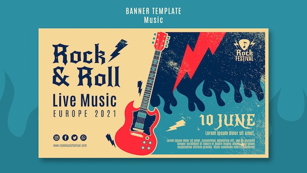 Rock music festival banner template